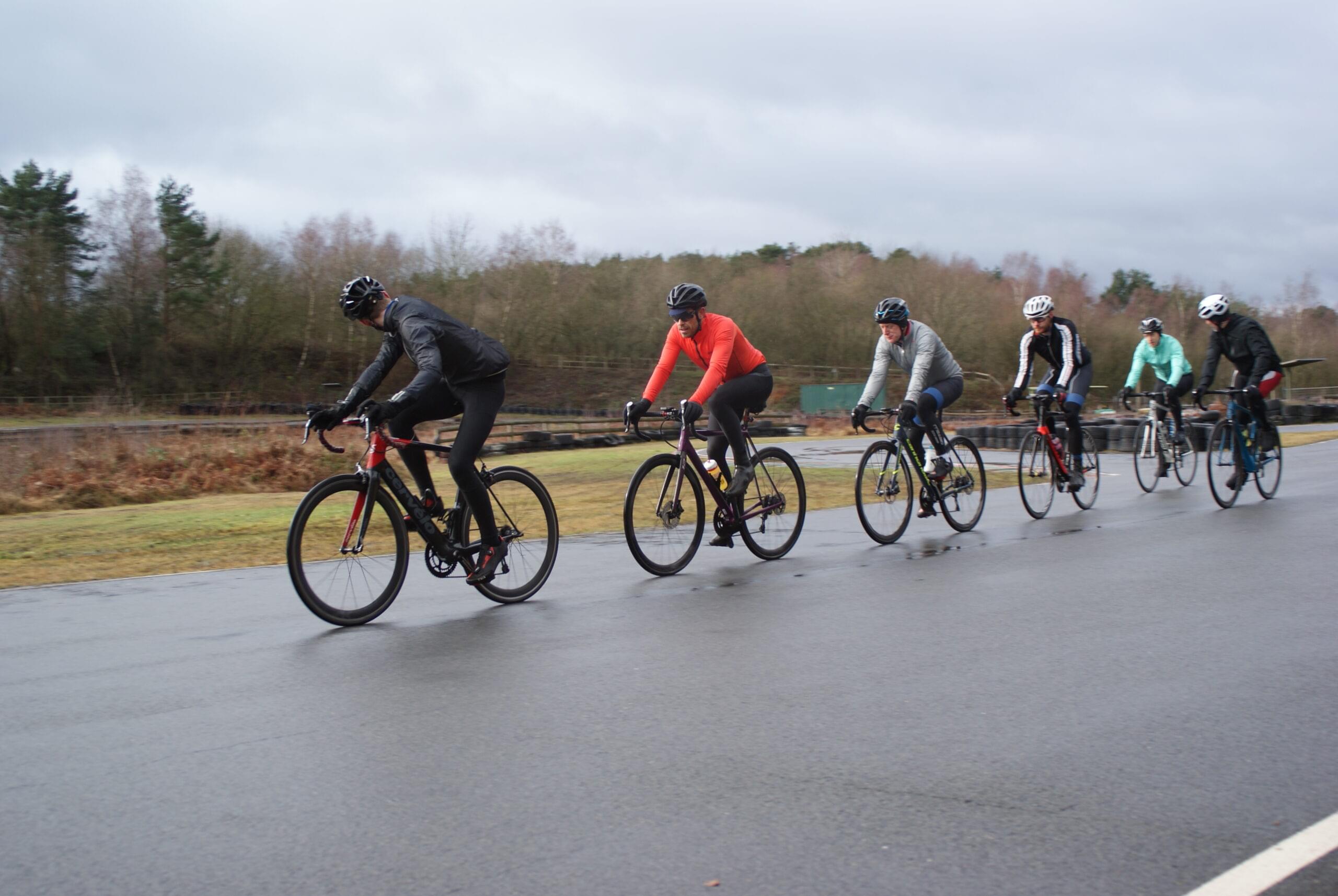 Circuit training session for road bike racing, UK